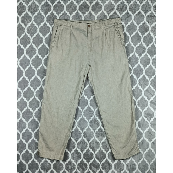 Tommy Bahama Other - Tommy Bahama Linen Pants Men Size Large Brown Beige Drawstring Relaxed Fit